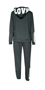 Ensemble sweat à capuche gris tricoté pour femme, manches longues, rayures latérales, tenue décontractée d'hiver, short de couleur unie, respirant - Product Image 4