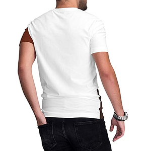 เสื้อยืดผู้ชายดีไซน์ใหม่ ขายส่ง พิมพ์โลโก้ตามสั่ง ผ้าแคนวาสคอตตอน 100% คุณภาพสูง แขนสั้น สไตล์สตรีทแวร์ - Product Image 2
