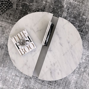 Table basse moderne en marbre avec rangement, meubles de salon - Product Image 2