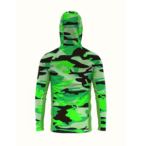 Men's Camouflage Long Sleeve Fishing Shirt With Hood UV Protection Upf 50 Breathable Quick Dry Pullover <b>Top</b> Quality - Product Image 6
