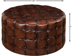 Puf Otomano de Cuero Premium con Cojín Tapizado Resistente, Estructura de Madera Sólida, Reposapiés de Lujo para Decoración de Sala de Estar - Product Image 6