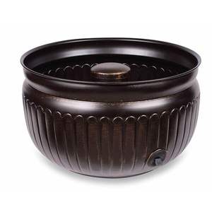 Pot de rangement pour tuyau d'arrosage en bronze foncé gaufré avec poteau central, organisateur décoratif de tuyaux d'eau extérieur - Product Image 3