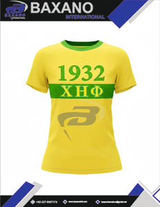 T-shirt Ringer Sororité Chi Eta Phi Imprimé Jaune & Vert Col Contrastant 100% Coton Respirant Style Urbain CEPhi Sorority Tee - Product Image 5