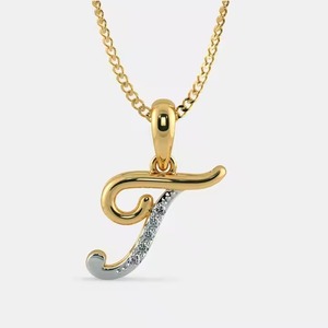 Luxury gold diamond pendant for women fine jewelry for wedding party anniversary gift with elegant J look and lightweight feel - Product Image 3