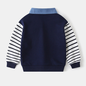 Pull en molleton vintage respirant à capuche pour garçons, tricoté, à manches longues, avec broderie de lettres, col rabattu, haut toutes saisons pour tout-petits - Product Image 5