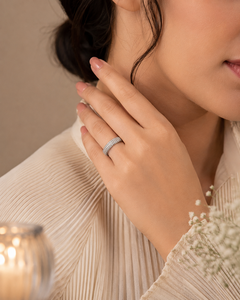 Lab Grown Diamond Wedding Band | 18KT White Gold | Full Pave Diamond Wedding <b>Ring</b> | OEM ODM <b>Fine</b> Jewelry Manufacturer - Product Image 5