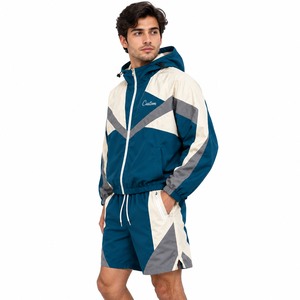 Custom OEM Oversized Print Windbreaker <b>Track</b> Set Lightweight Gym Fitness For Men Zip Up Sublimation Nylon Hoodies Shorts <b>Jacket</b> - Product Image 1