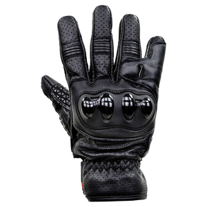 Gants de course moto professionnels en cuir blanc et noir avec protection rigide des articulations et compatibles écran tactile pour la conduite à moto - Product Image 4