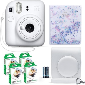 Cámara Instantánea Instax Mini 12 Color Blanco Arcilla + Paquete Económico de Película Fuji (40 Hojas) + Accesorios para Obturador + Estuche de Transporte - Product Image 1