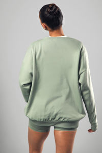 Nueva Llegada Sudadera Oversize de Algodón 100% para Mujer con Hombros Caídos y Manga Larga, Cuello Redondo y Pantalones Cortos de Ciclista. Personaliza tu Logo. Moda Urbana. - Product Image 3