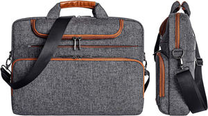 Sac à bandoulière unisexe moderne avec deux compartiments, poignées en cuir, sangle de bagage, poche avant, sacs pour ordinateur portable - Product Image 4