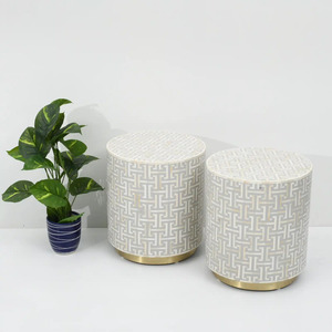 Elegante y Estiloso Taburete y Otomana Tradicionales con Incrustaciones de Hueso para Sala de Estar, Decoración del Hogar, Uso en Hoteles, Venta al por Mayor desde India - Product Image 5