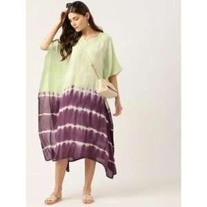 Caftán artesanal de lujo para mujer, caftán teñido a mano, vestido de algodón suave con cordón de contraste, estilo vintage para mujer - Product Image 4