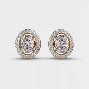 Moissanite Diamond Stud <b>Earrings</b> with Screw Back Certified Oval And Round Cut Brilliant Iced Out Luxury <b>Earrings</b> Set for Women's - Product Image 1