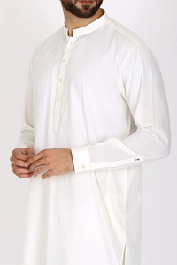 Dernier design de shalwar kameez pour hommes, en polyester, couleur blanche, costumes formels de haute qualité, extensibles, séchage rapide, évacuation de l'humidité - Product Image 3