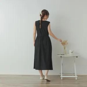 Vestido de lino 100% orgánico para mujer, vestido sin mangas de corte A ajustado, ropa de lino personalizada en tallas grandes - Product Image 2