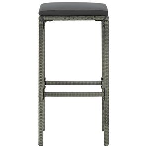Set di 6 sgabelli da bar medi in rattan PE grigio, acciaio e poliestere per arredamento da esterno - Product Image 5