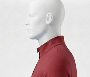 Haut tricoté rouge pour homme à col montant et fermeture éclair quart de tour, coupe droite, 100 % polyester, couleur unie, idéal pour l'automne, style formel - Product Image 6