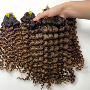 Prix de gros 100% brut vierge vietnamien humain dentelle trame profonde Curl Ombre brun couleur Super Double Drawn Extensions de cheveux - Product Image 5