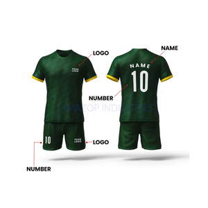 ชุดยูนิฟอร์มฟุตบอลแบบกำหนดเอง ผ้าโพลีเอสเตอร์อินเตอร์ล็อค 160 GSM เสื้อและกางเกงขาสั้นฟุตบอล แห้งเร็ว ชุดทีม ผู้ผลิต OEM - Product Image 3