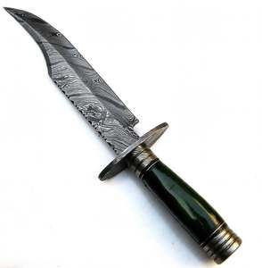 Cuchillo Utilitario de Acero de Damasco Hecho a Mano con Mango de Resina Verde y Hoja Fija - Product Image 5