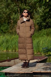 Custom Logo Women's Premium Long <b>Down</b> Jacket Luxury Maxi Puffer Parka <b>Coat</b> High Quality Plain Dyed Winter Outerwear - Product Image 3