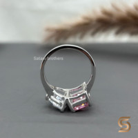 Élégante bague en moissanite rose taille radiant sertie en or 10 carats avec pierre blanche en forme de poire pour femme, provenant d'Inde