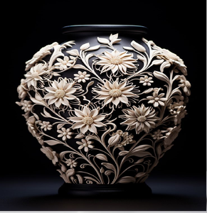 Vase noir élégant orné de délicates branches de cerisier rose. Disponible aux prix de gros. Décor artistique en céramique. - Product Image 5