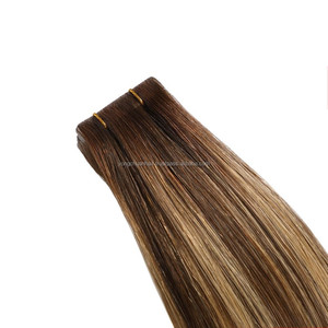 European Russian Virgin Double Drawn Cuticle Aligned Tape <b>Hair</b> Natural Wave Style High Volume Layer Raw Machine Weft <b>Bleach</b> - Product Image 2