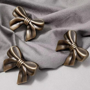 <b>Silver</b> French Bowknot Brass <b>Knobs</b>, Cute Handles for Cabinet, <b>Drawer</b> & Kids Wardrobe for Cabinets & <b>Drawers</b> Metal <b>Knobs</b> - Product Image 5