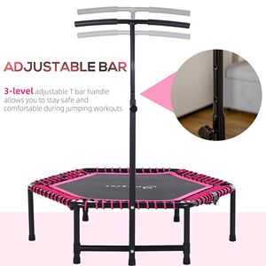 Trampolino Esagonale Jumparoo 4.5ft Rosa per Esterni con Barra Regolabile per l'Divertimento dei Giovani Esploratori - Product Image 4