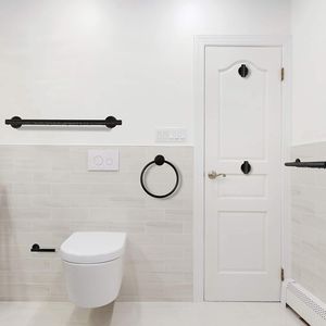 Set di 6 Portasciugamani da Bagno Moderni in Acciaio Inox, Montaggio a Parete con Finitura in Nichel per Hotel - Product Image 2