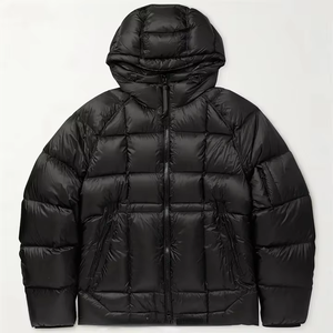 Blouson matelassé à capuche tendance pour homme, coupe-vent décontracté d'hiver, fermeture éclair épaisse, coupe régulière, 100 % polyester, couleur unie - Product Image 1