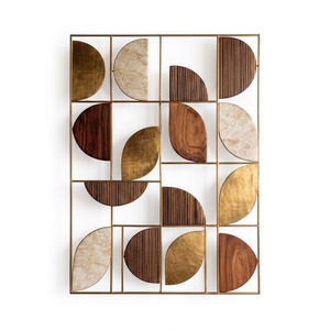 Art mural en métal abstrait de style américain, design géométrique fait à la main, forme irrégulière, panneau décoratif pour la décoration intérieure - Product Image 5