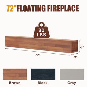 72\" Rustic Wood Floating <b>Shelf</b> <b>Wall</b> <b>Mounted</b> Home Decor Fireplace Mantel - Product Image 2