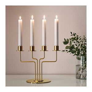Candélabre architectural linéaire de style Mid-Century, 3 lumières, support de bougies en forme de pont cantilever avec coupelles concaves - Product Image 6