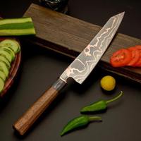 Vente directe d'usine, couteaux de cuisine professionnels de haute qualité, acier damas cuivré, manche en bois, couteaux de chef japonais de luxe