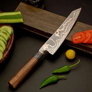 Vente directe d'usine, couteaux de cuisine professionnels de haute qualité, acier damas cuivré, manche en bois, couteaux de chef japonais de luxe - Product Image 6