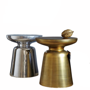 Tabouret en métal doré moderne, design contemporain, meuble d'appoint fait main pour salon et appartement, pouf, tabourets - Product Image 6