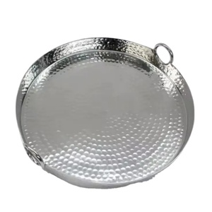 ถาดเสิร์ฟสแตนเลสสีเงินวินเทจพร้อมด้ามหล่อขัดเงาอย่างดีสำหรับโรงแรมบ้านใช้ตกแต่งถาดโลหะ - Product Image 6