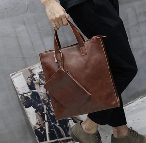 Sac à main en cuir véritable, grand format, fermeture à boucle durable, style vintage, usage professionnel, toutes saisons - Product Image 4