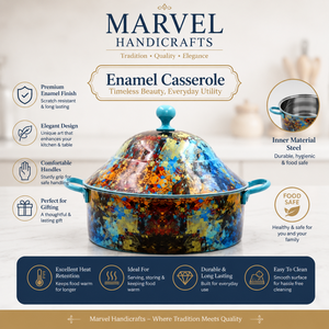 Casserole isotherme en acier inoxydable émaillé multicolore abstrait de qualité supérieure Marvel Handicrafts, réchaud alimentaire, bol de service - Product Image 5