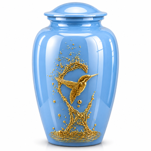 Urna Funeraria de Latón Antiguo Marrón con Esmalte y Adhesivo para Foto de Pájaro, Urna Conmemorativa con Esmalte para Cenizas Humanas - Product Image 6