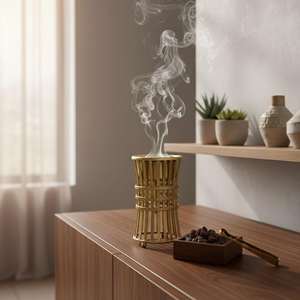 Quemador de incienso árabe de lujo, soporte de metal para incienso, quemador de Oud Bakhoor, fragancia para el hogar, regalo de Ramadán y Eid, decoración para Majlis. - Product Image 4