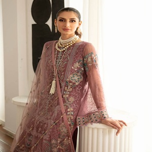 Vente de liquidation sur les femmes pakistanaises indiennes en mousseline de soie Shalwar Kamez Dupata robe de soirée Ramsha vente en gros pour les occasions de mariage - Product Image 4