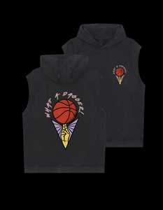 Sweat-shirt décontracté à capuche sans manches pour homme, avec logo de basketball brodé, coupe classique, pour l'automne - Product Image 2