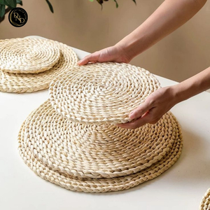 Tapis de drainage en jacinthe d'eau tressé, antidérapant, écologique, anti-brûlure, durable, fait main, réglable, style bohème de luxe, vente en gros - Product Image 3