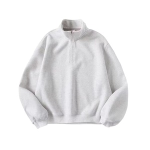 Sudadera con capucha de cuello redondo de talla grande con logotipo personalizado y cremallera bordada diseño sólido sudadera de calle logotipo frontal-precio al por mayor - Product Image 1