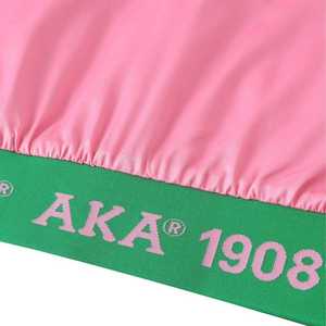 Chaqueta Bomber Rosa Satinada AKA con Forro de Cinta Personalizado, Chaqueta Varsity Bordada con Letras Griegas para Mujer, Estilo Urbano - Product Image 5