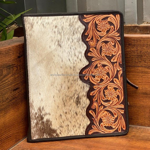 Usine personnalisé fermeture éclair Padfolio organisateur dossier affaires à glissière en cuir de vachette A4 Documents Padfolio classeur portefeuille dossiers - Product Image 3